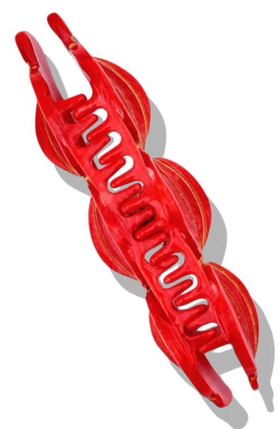 Solar Eclipse Hand Painted Red Lanterns Claw Clip In Red