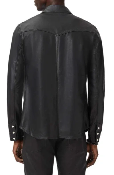 John Varvatos Sage Sheepskin Leather Shirt Jacket In Black