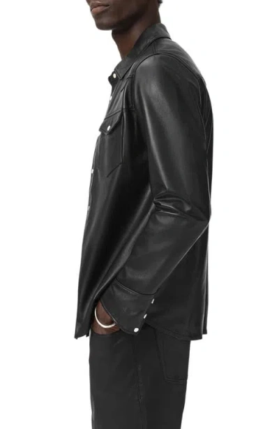 John Varvatos Sage Sheepskin Leather Shirt Jacket In Black