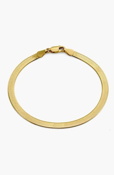 Oak & Luna Herringbone Slim Bracelet In Gold