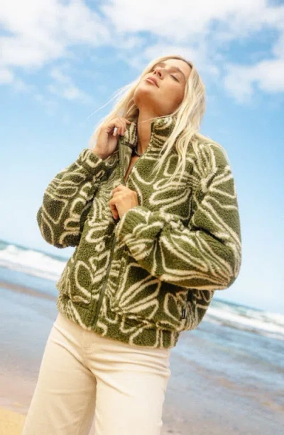 Billabong First Light Faux Shearling Jacket In Green