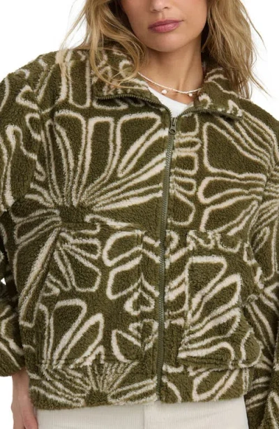 Billabong First Light Faux Shearling Jacket In Green