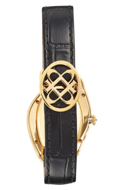 Pascal Paradoxe Lab Grown Diamond Leather Strap Watch, 30mm X 44mm In Black