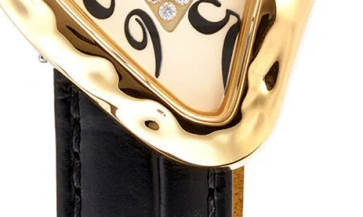 Pascal Paradoxe Lab Grown Diamond Leather Strap Watch, 30mm X 44mm In Black