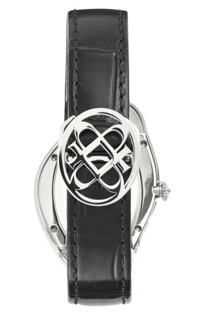 Pascal Paradoxe Lab Grown Diamond Leather Strap Watch, 30mm X 44mm In Silver