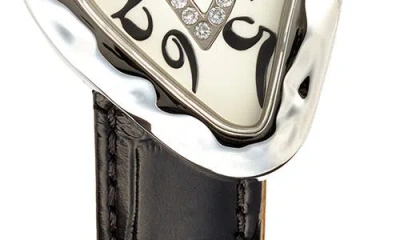 Pascal Paradoxe Lab Grown Diamond Leather Strap Watch, 30mm X 44mm In Silver