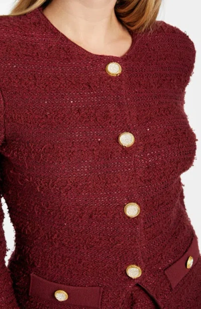 Marciano Clara Texture Cardigan In Burgundy