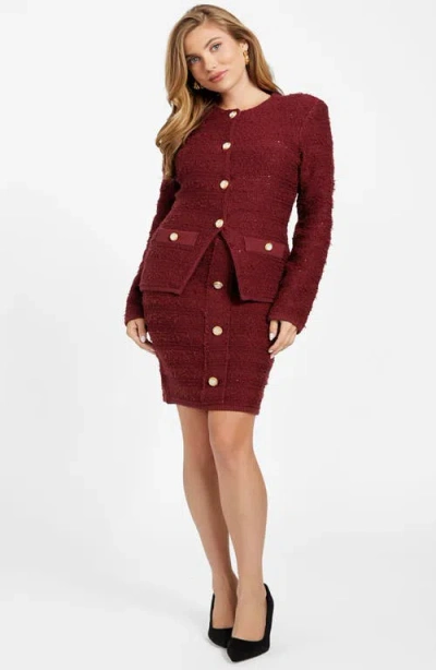 Marciano Clara Texture Cardigan In Burgundy