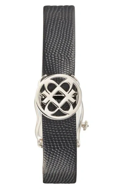 Pascal Mirage Lab Grown Diamond Leather Strap Watch, 22mm X 28mm In Silver