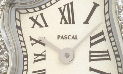 Pascal Mirage Lab Grown Diamond Leather Strap Watch, 22mm X 28mm In Silver