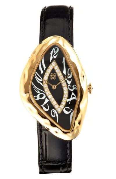 Pascal Paradoxe Lab Grown Diamond Leather Strap Watch, 30mm X 44mm In Gold