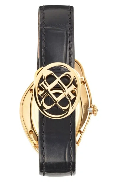 Pascal Paradoxe Lab Grown Diamond Leather Strap Watch, 30mm X 44mm In Gold