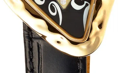 Pascal Paradoxe Lab Grown Diamond Leather Strap Watch, 30mm X 44mm In Gold