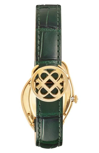 Pascal Paradoxe Lab Grown Diamond Leather Strap Watch, 30mm X 44mm In Green