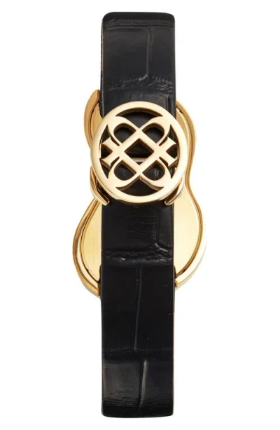 Pascal Möbius Lab Grown Diamond Leather Strap Watch, 28 Mm X 45 Mm In Black