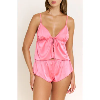 Honeydew Rowan Satin Camisole & Short Pajamas In Pink