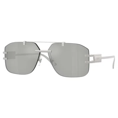 Versace 60mm Rectangular Sunglasses In Metallic