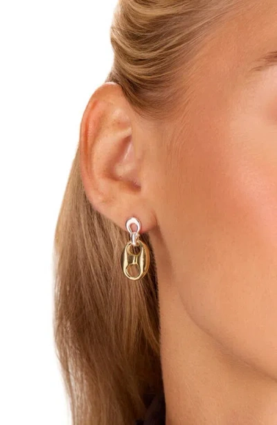 Athra Luxe 2-tone Horsebit Drop Earrings In Gold