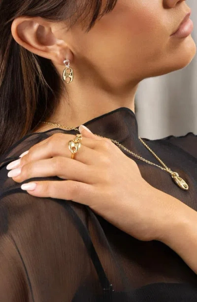 Athra Luxe 2-tone Horsebit Drop Earrings In Gold