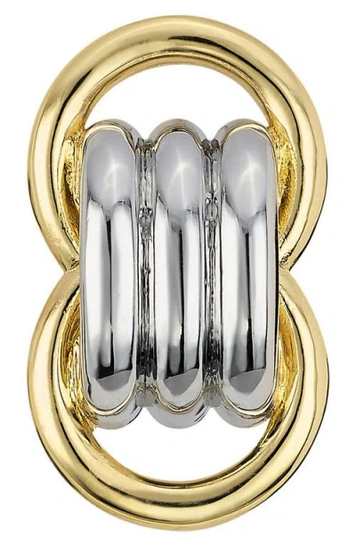 Athra Luxe Double Circle Drop Earrings In Gold