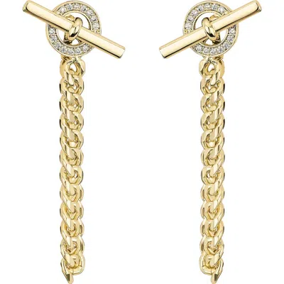 Athra Luxe Pavé Toggle Front/back Earrings In Gold