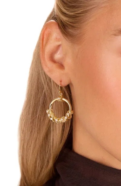 Athra Luxe Cubic Zirconia Frontal Hoop Earrings In Gold