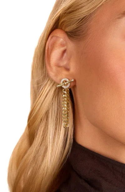 Athra Luxe Pavé Toggle Front/back Earrings In Gold