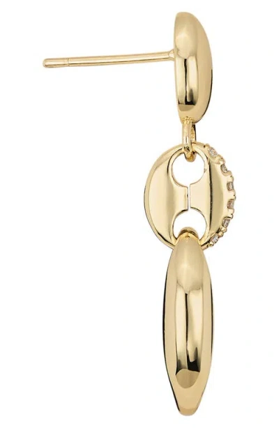 Athra Luxe Puffy Mariner Cubic Zirconia Drop Earrings. In Gold