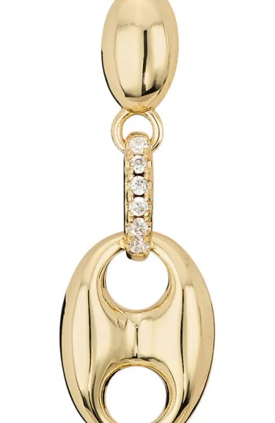 Athra Luxe Puffy Mariner Cubic Zirconia Drop Earrings. In Gold