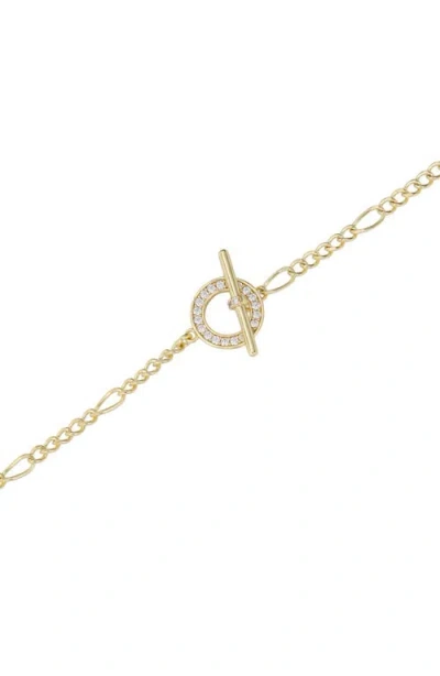 Athra Luxe Pavé Toggle Figaro Chain Necklace In Gold