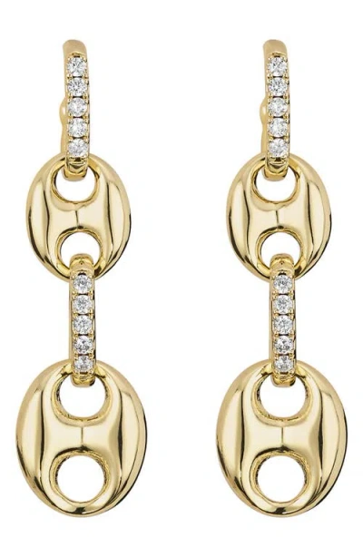 Athra Luxe Pavé Mariner Link Drop Earrings In Gold