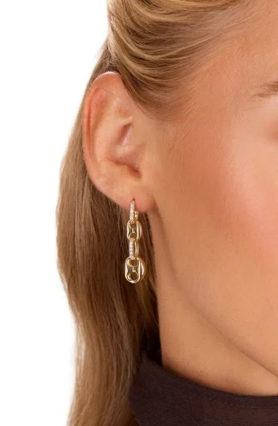 Athra Luxe Pavé Mariner Link Drop Earrings In Gold