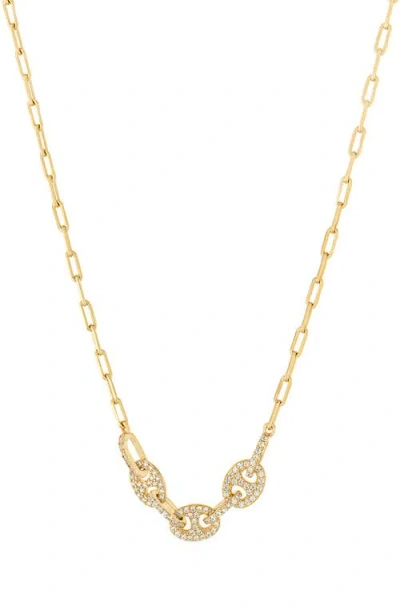 Athra Luxe Cubic Zirconia Mariner Link Necklace In Gold
