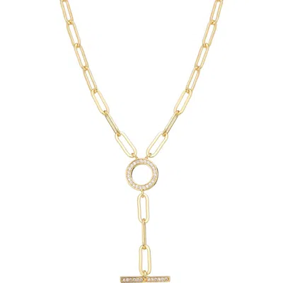Athra Luxe Pavé Paper Clip Chain Toggle Necklace In Gold