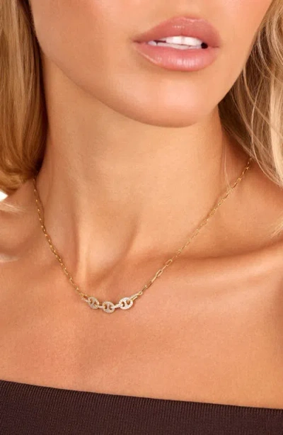 Athra Luxe Cubic Zirconia Mariner Link Necklace In Gold