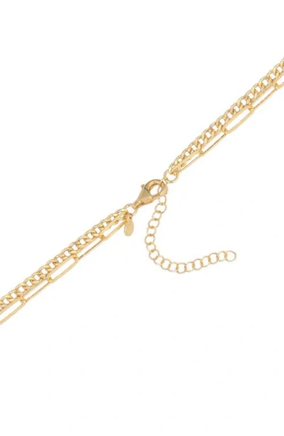 Athra Luxe Cultured Pearl Double Chain Necklace In Gold