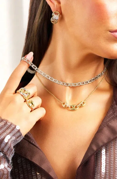 Athra Luxe Anchor Chain Choker Necklace In Metallic