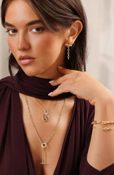 Athra Luxe Pavé Toggle Drop Earrings In Gold