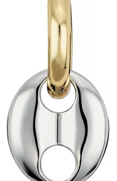 Athra Luxe Two-tone Puffy Mariner Hoop Earrings In Gold