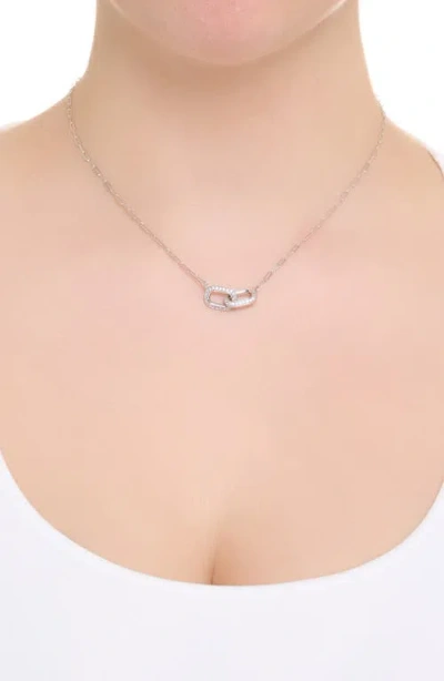 Athra Luxe Pavé Duo Interlock Necklace In Silver