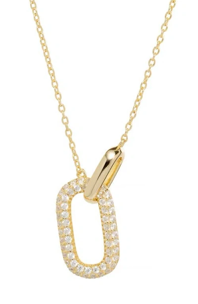 Athra Luxe Pavé Interlock Oval Pendant Necklace In Gold