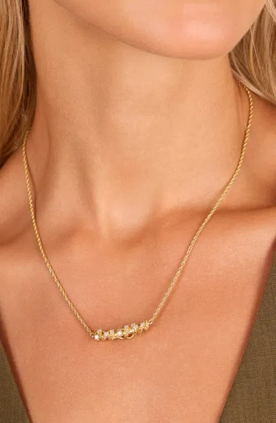 Athra Luxe Cubic Zirconia Knot Pendant Necklace In Gold