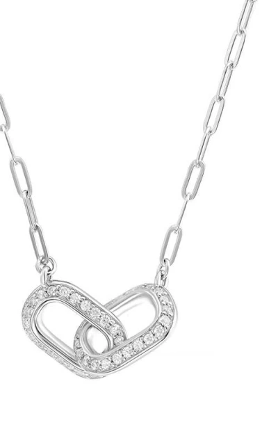 Athra Luxe Pavé Duo Interlock Necklace In Silver