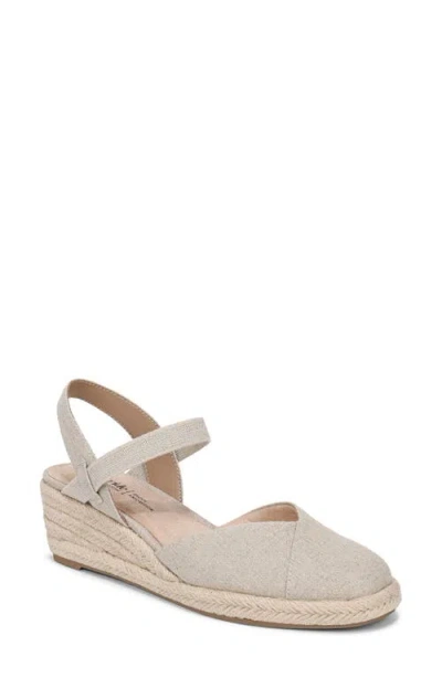 Lifestride Pilar Slingback Espadrille Platform Wedge Sandal In White