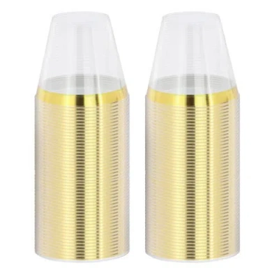 Elama 100 Piece 9 Ounce Disposable Plastic Gold Rimmed Party Cup Set In Gold
