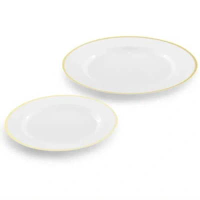 Elama 350 Piece Disposable Plastic Dinnerware Party Set For 50 Guests In Gold