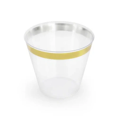 Elama 350 Piece Disposable Plastic Dinnerware Party Set For 50 Guests In Gold