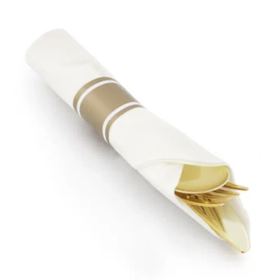 Elama 350 Piece Disposable Plastic Dinnerware Party Set For 50 Guests In Gold