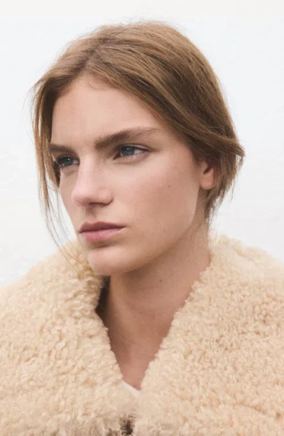 Mango Suede Jacket With Shearling Collar In Brown