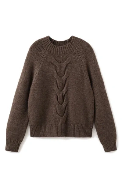 Mango Nolita Mock Neck Cable Sweater In Brown
